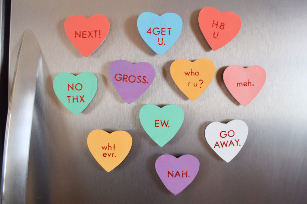 Conversation Heart Valentine's Day Magnets - DIY Candy