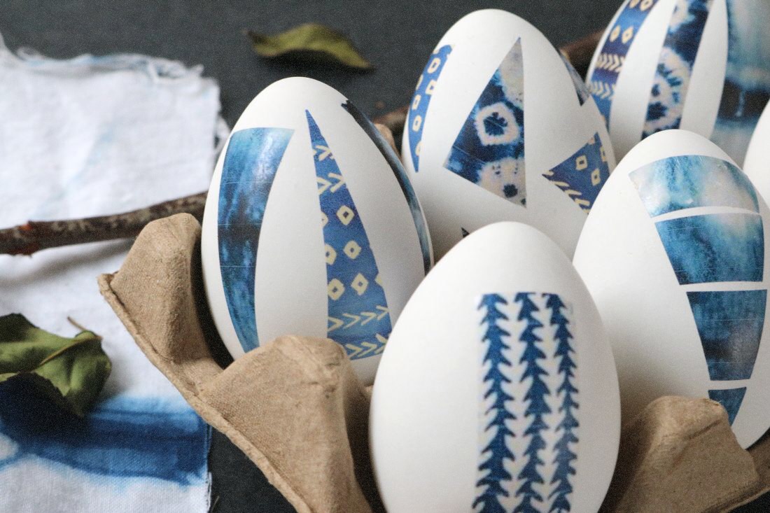 DIY: Geometric Indigo Shibori Easter Eggs