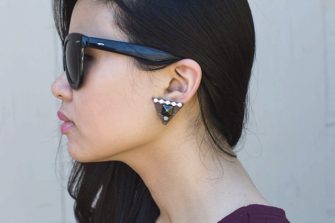 DIY: Studded Wood Earrings