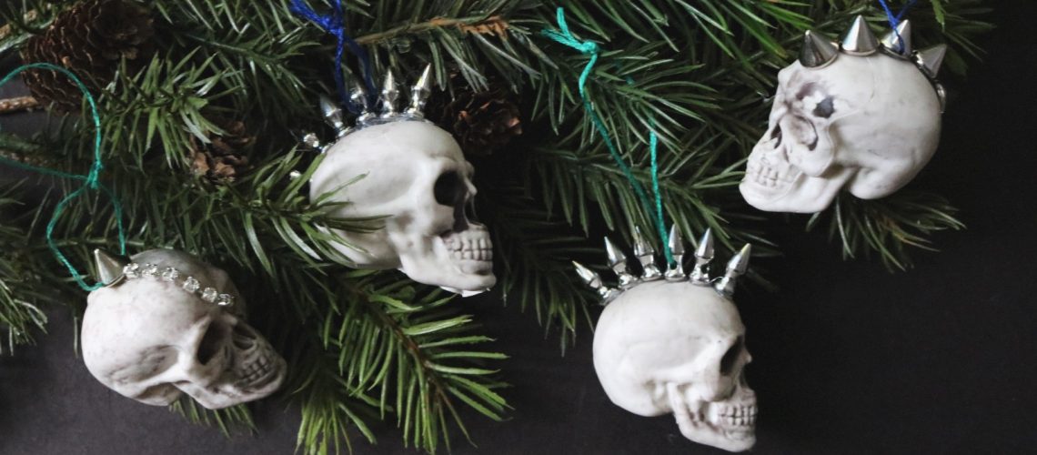 DIY Studded Mohawk Skull Ornaments