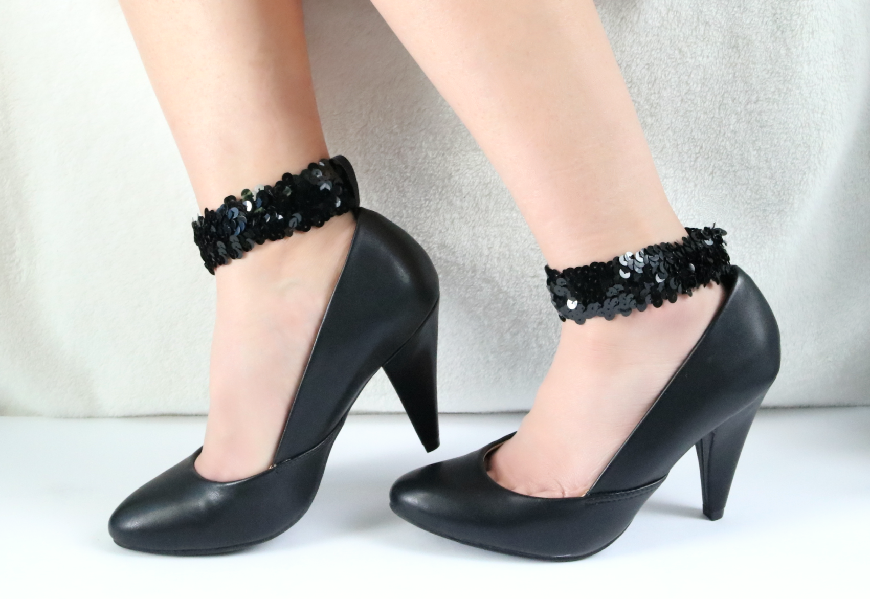 DIY Sequin Ankle Strap Heels