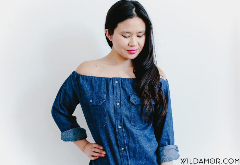 How to Turn a Button-Down Shirt Into an Off-the-Shoulder Top or Dress