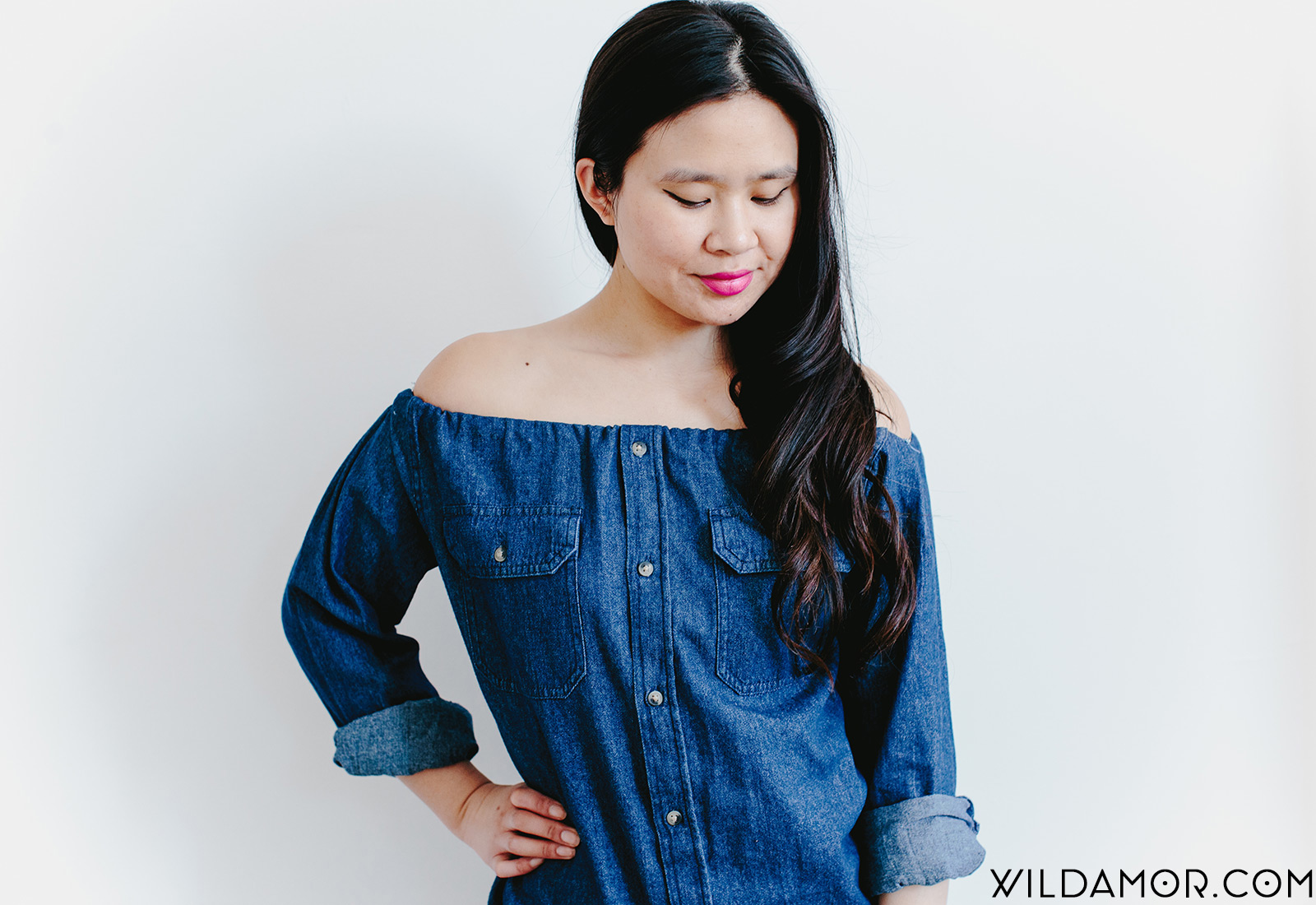 How to Turn a Button Down Into a DIY Off-the-Shoulder Top (or Dress!)