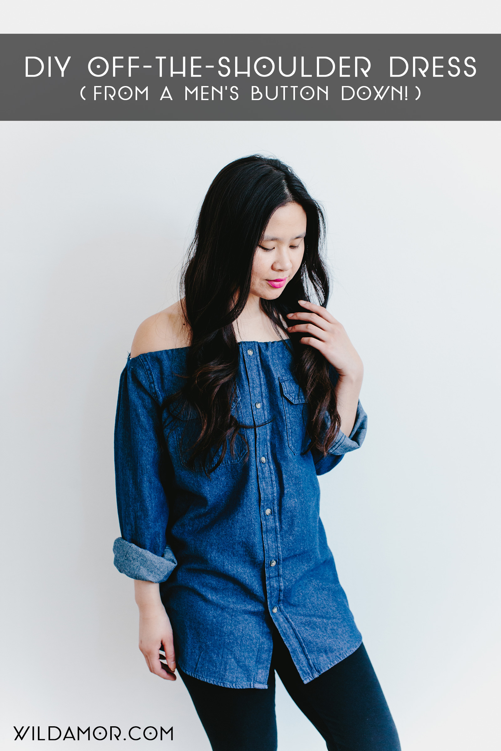 Off the shoulder online button down