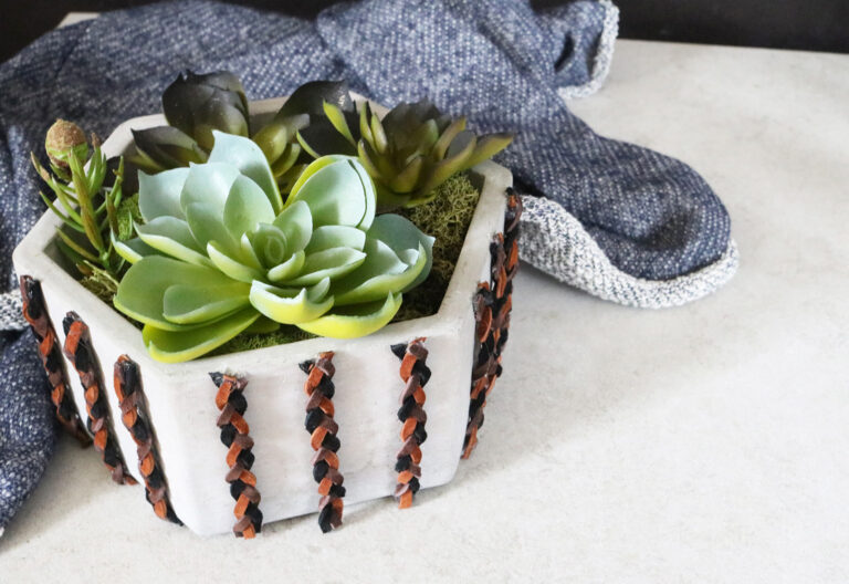Darice Cement Planter with Braided Suede