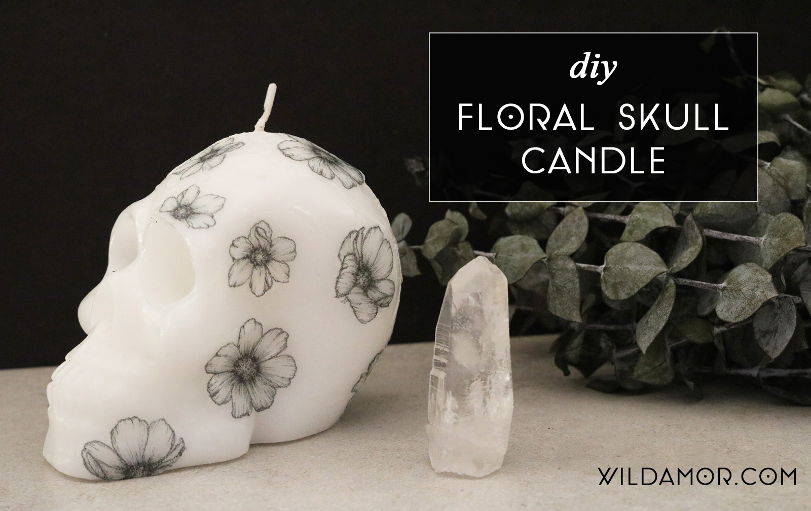 DIY Skull Floral Candle