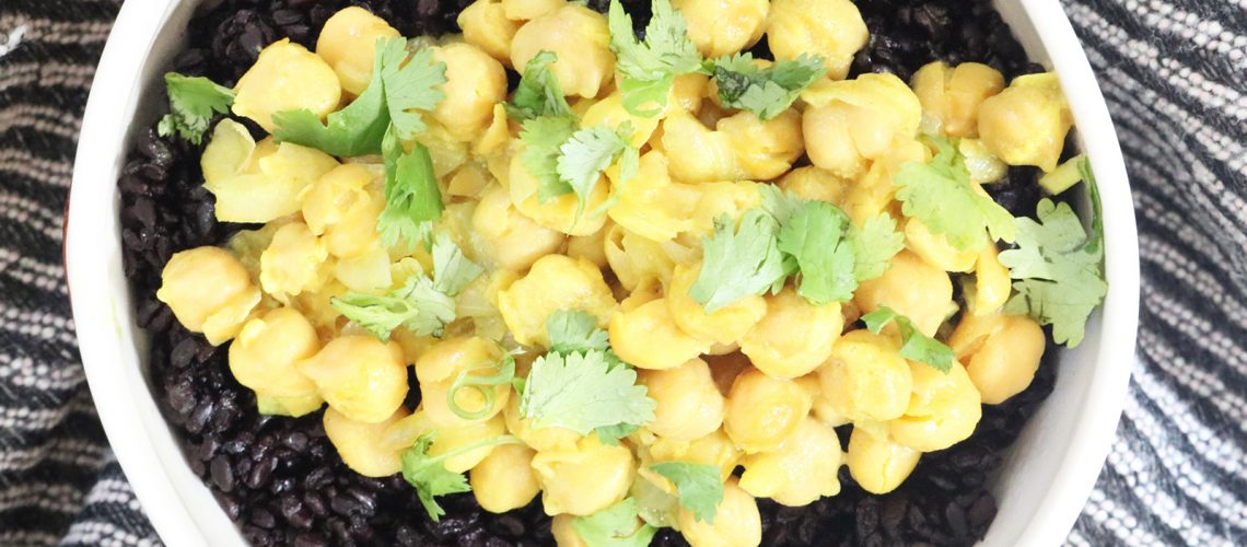 Coconut Turmeric Chickpeas with Black Rice