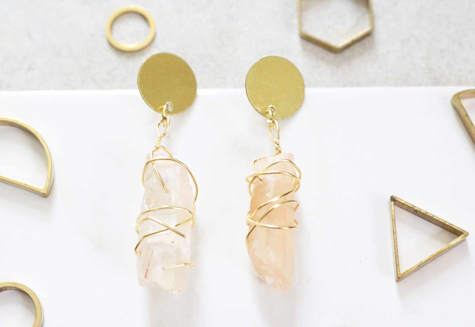 DIY Metal and Quartz Earrings