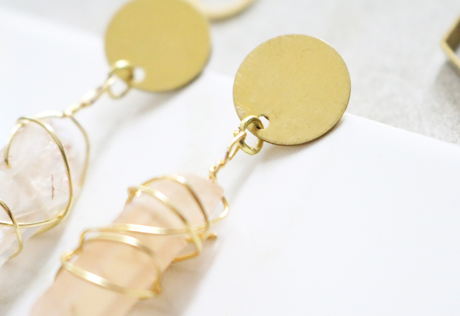 DIY Metal and Quartz Earrings