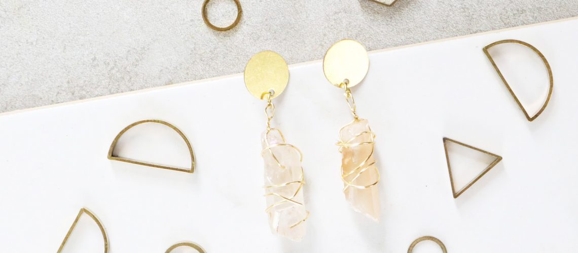 DIY Metal and Quartz Earrings