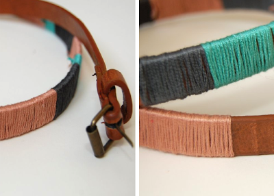 DIY Color Blocked Thread-Wrapped Belt